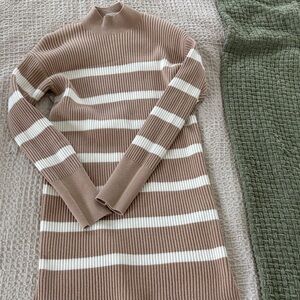 Abercrombie & Fitch Tan and White Striped Dress